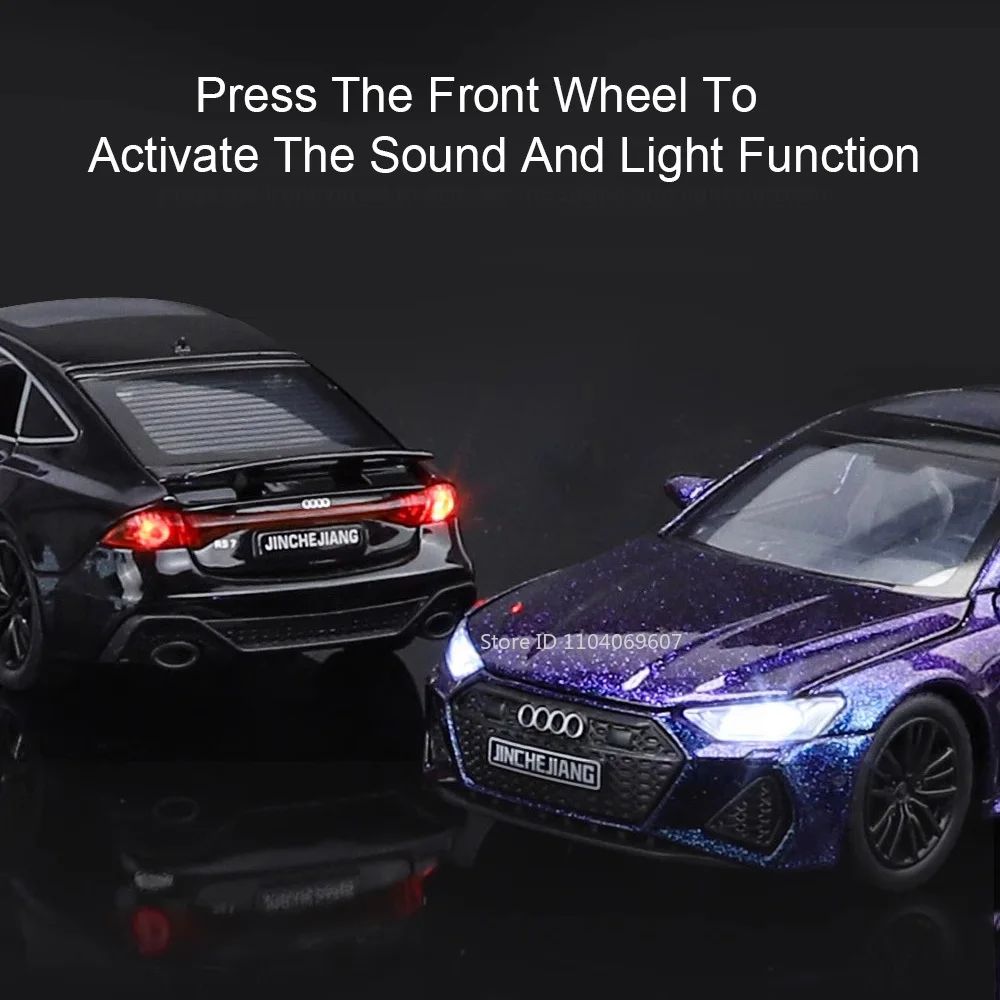 1:32 RS7 A4 Legering Diecast Miniatuur Model Speelgoed Auto Deuren Geopend Geluid Licht Trek Rubberen Banden Voertuig Speelgoed voor Kinderen Geschenken