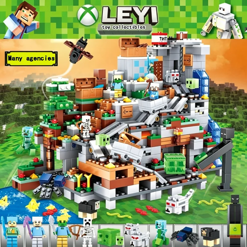 Bloques de Construcción Edición Especial The Cave Village con Figuras de Acción de Steve, Compatible con el Set de Juguetes My World