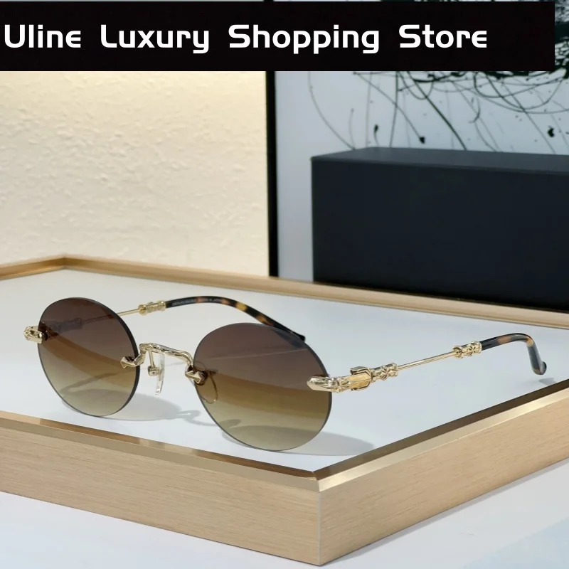 

Sunglasses Rimless Women Alloy Black Retro Designer Luxury Brand Model Travel Party UV400 Men Fashion SUN GLASSES High Quality
