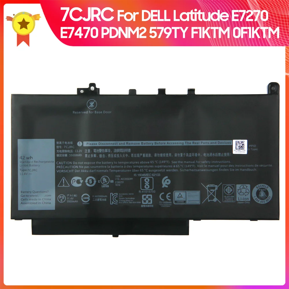 

Replacement Battery 7CJRC For Latitude 579TY E7270 F1KTM E7470 0F1KTM V6VMN PDNM2 3500mAh Replacement Battery + Tool