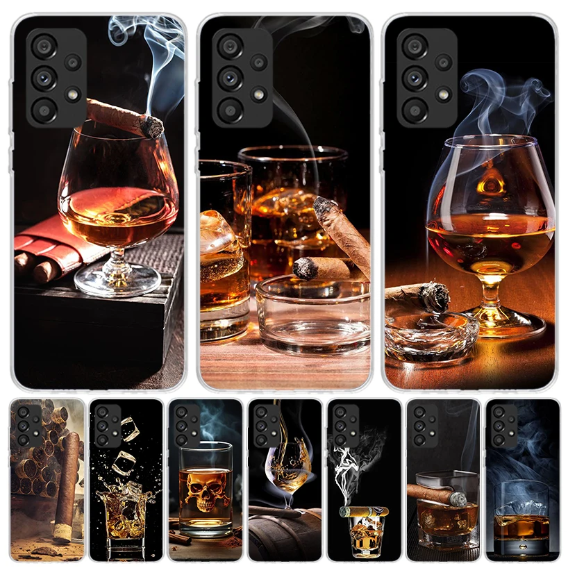 Cigar Whiskey casing ponsel minuman es, untuk Samsung Galaxy A15 A55 A25 A35 A14 A54 A24 A34 A13 A53 A23 A33 A12 A52 A22 A32 A05S A04S