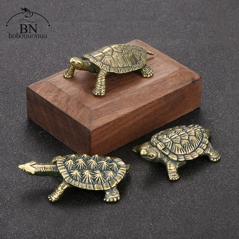 2022 Brass Turtle Statue Desktop Ornaments Vintage Brass Tortoise Miniatures Figurines Toy Model Home Decorations Accessories