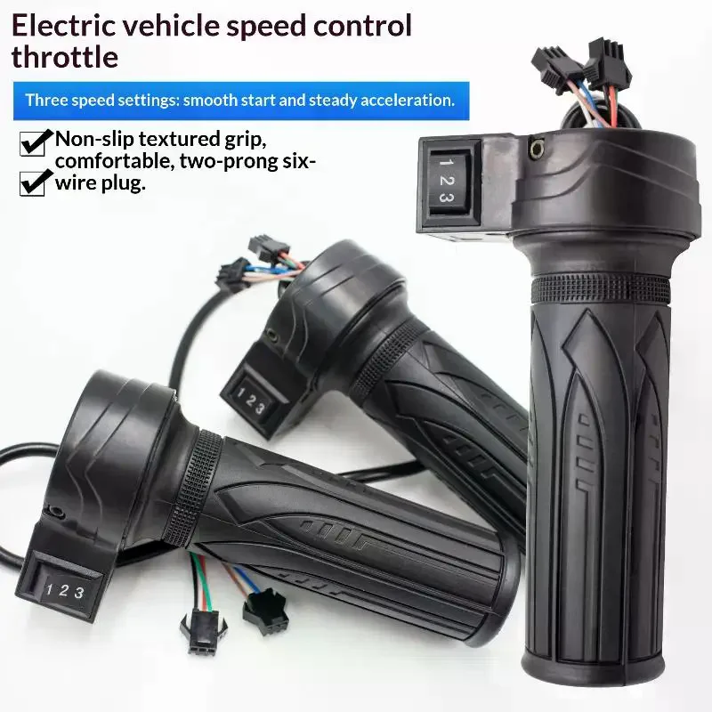 Motorcycle 3-Speed Electric Bike Scooter Speed Control Throttle Twist Grip Handlebar Accelerator For E-Bike Replacement 1PC image 5