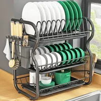 Cutlery Rack Stainless Steel Drying Rack Bowl Dish Draining Shelf  Kitchen Organizer 3 Tiers Dish Drainer Dryer Tray Holder