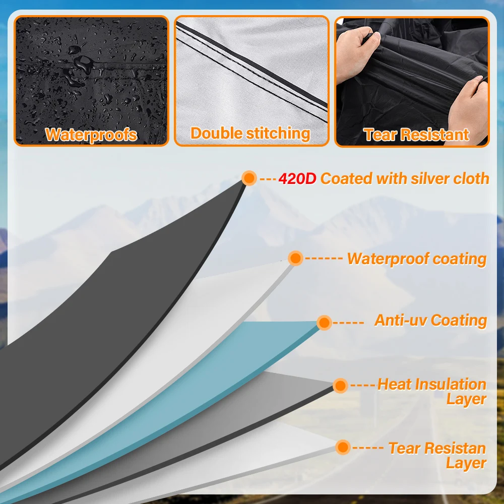 3XL Thick 420D Motorcycle Covers Black Design Waterproof Motors Dust Rain Snow UV Protector Cover Indoor Outdoor XXXXL image 5
