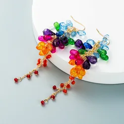 New  Earrings For Women Colorful Beads Crystal Long Tassel High-Quality Jewelry