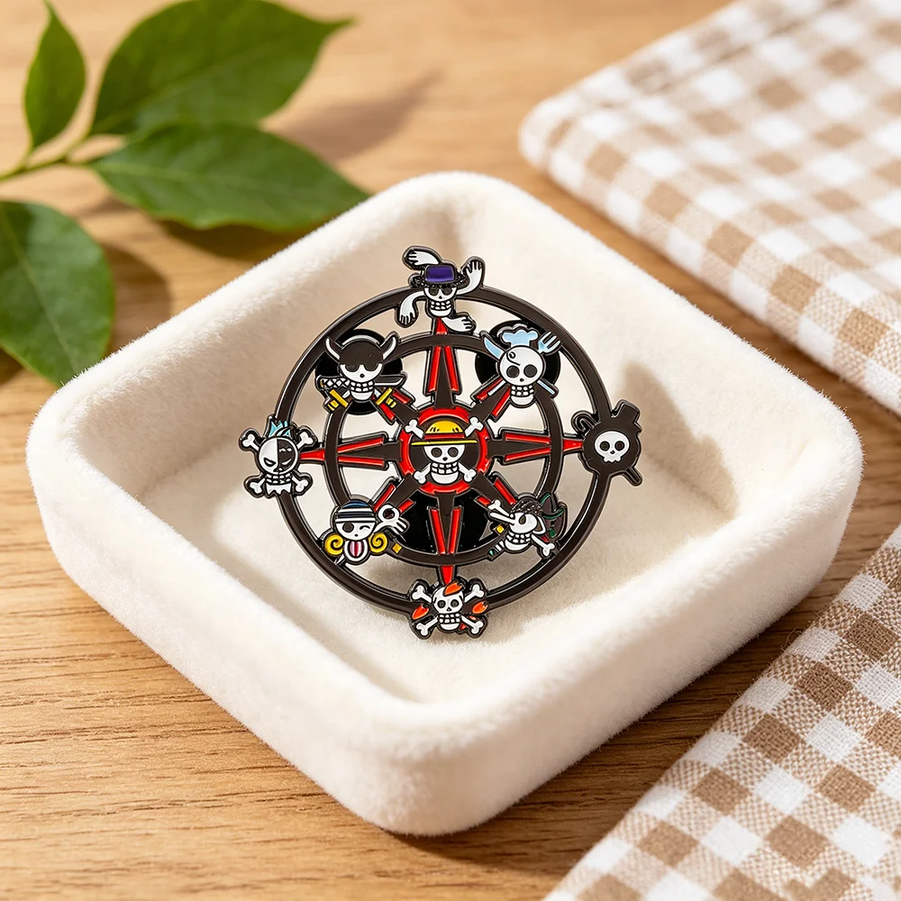 One Piece Monkey D. Luffy Anime Emaille-Pins Piratenschiff Anstecknadel Unisex Herren Damen Brosche Coole Aktentaschen-Dekoration Geschenk