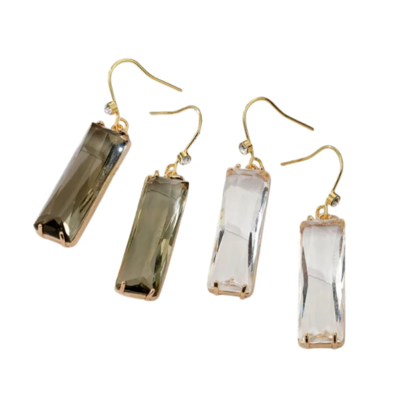 Shiny Korean Style Crystal Pendant Earrings For Women Trendy Bling Minimalist Geometric Pierced Earring Wedding Party Jewelry