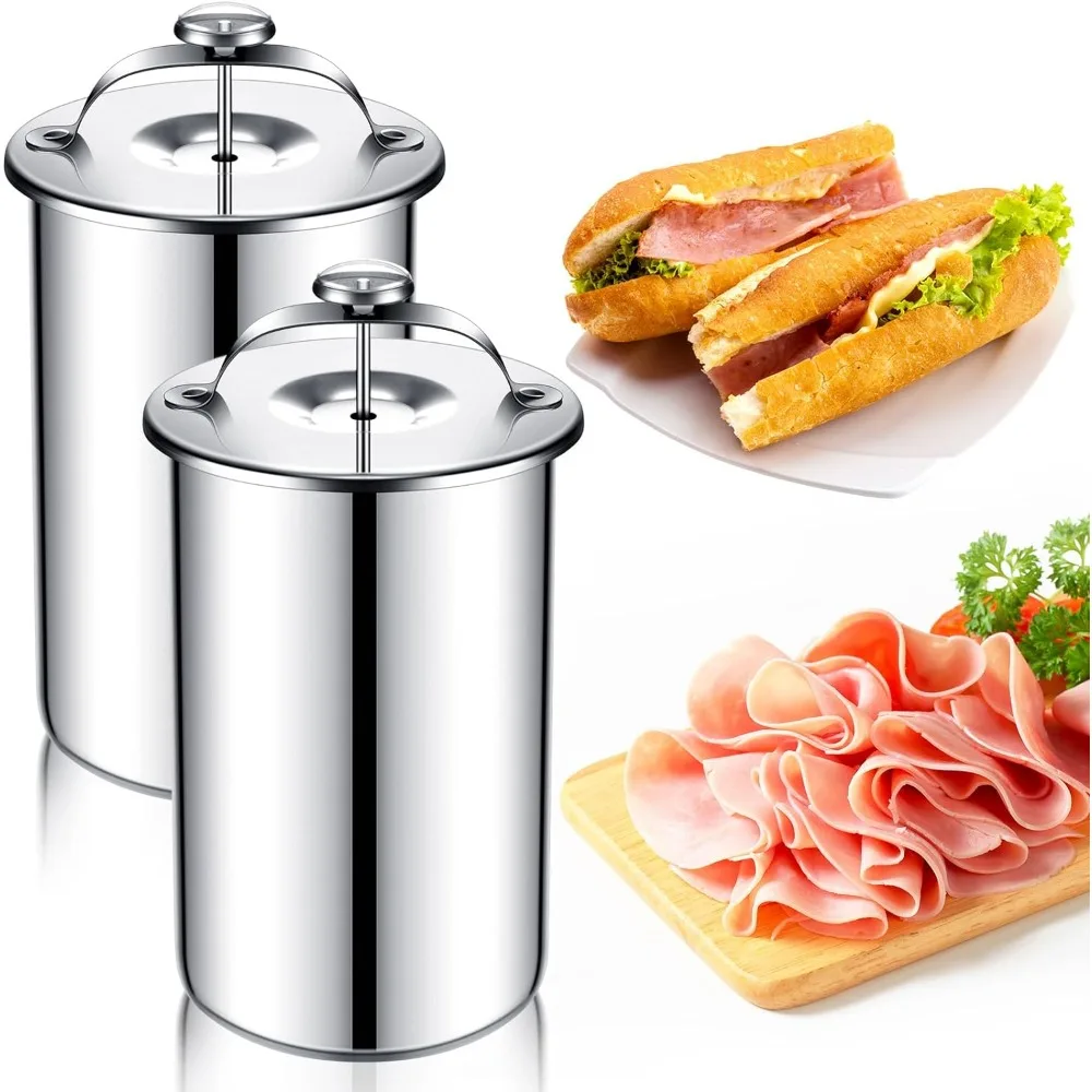 

2 Pieces Meat Press Maker Stainless Steel Ham Press Maker with Thermometer Sandwich Deli Meat Press Bacon Ham Maker