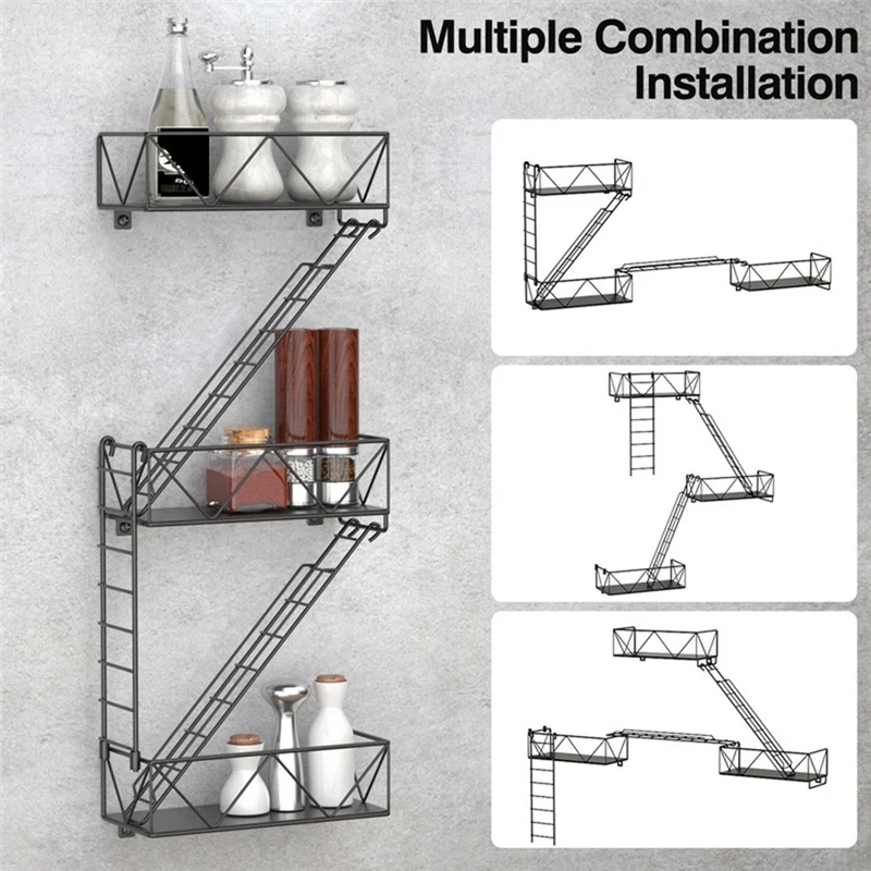 

AA01-Fire Escape Wall Racks Wall Mounts Shelves Wall Display Art Storage Staircase Racks
