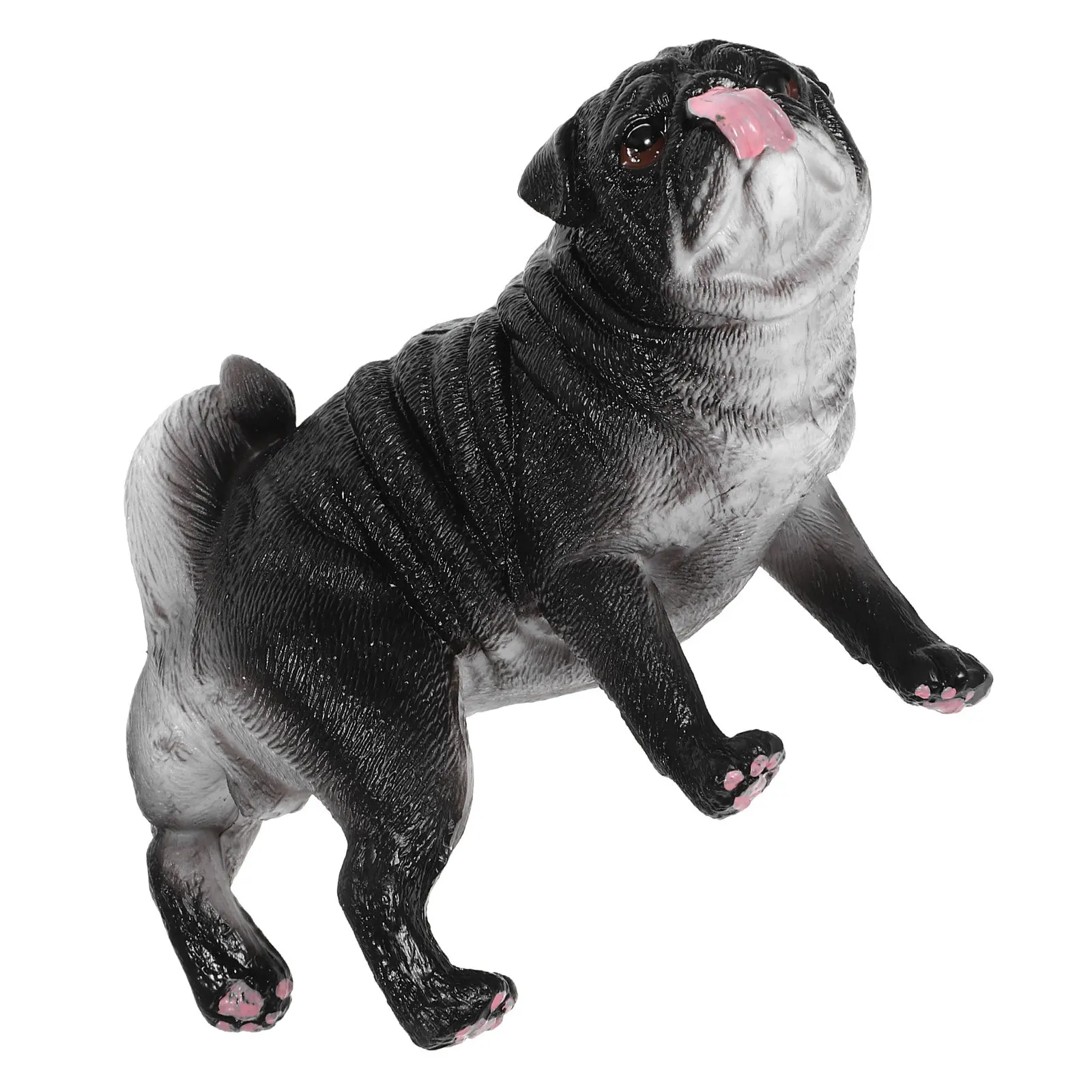 

Realistic Pug Dog Simulation Decorative Plastic Dog Sculpture Desktop Ornament for Home Garden Office Decoration