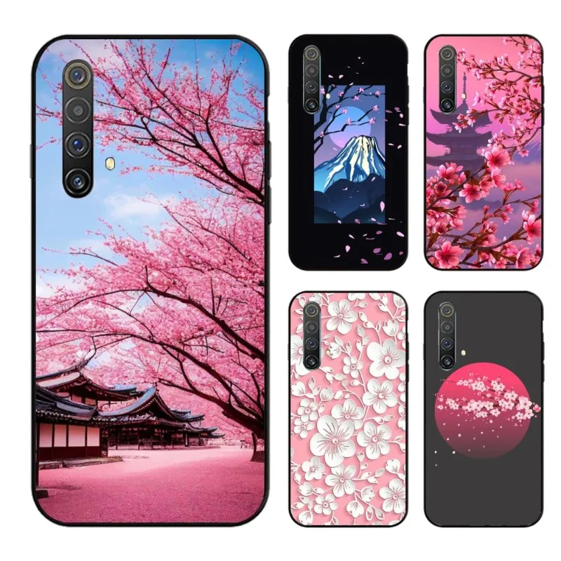 Japan Sakura Cherry Phone Case for OPPO Find X5 X3 X2 A93 Reno 8 7 Pro A74 A72 A53 Black Soft Cover Funda Shell