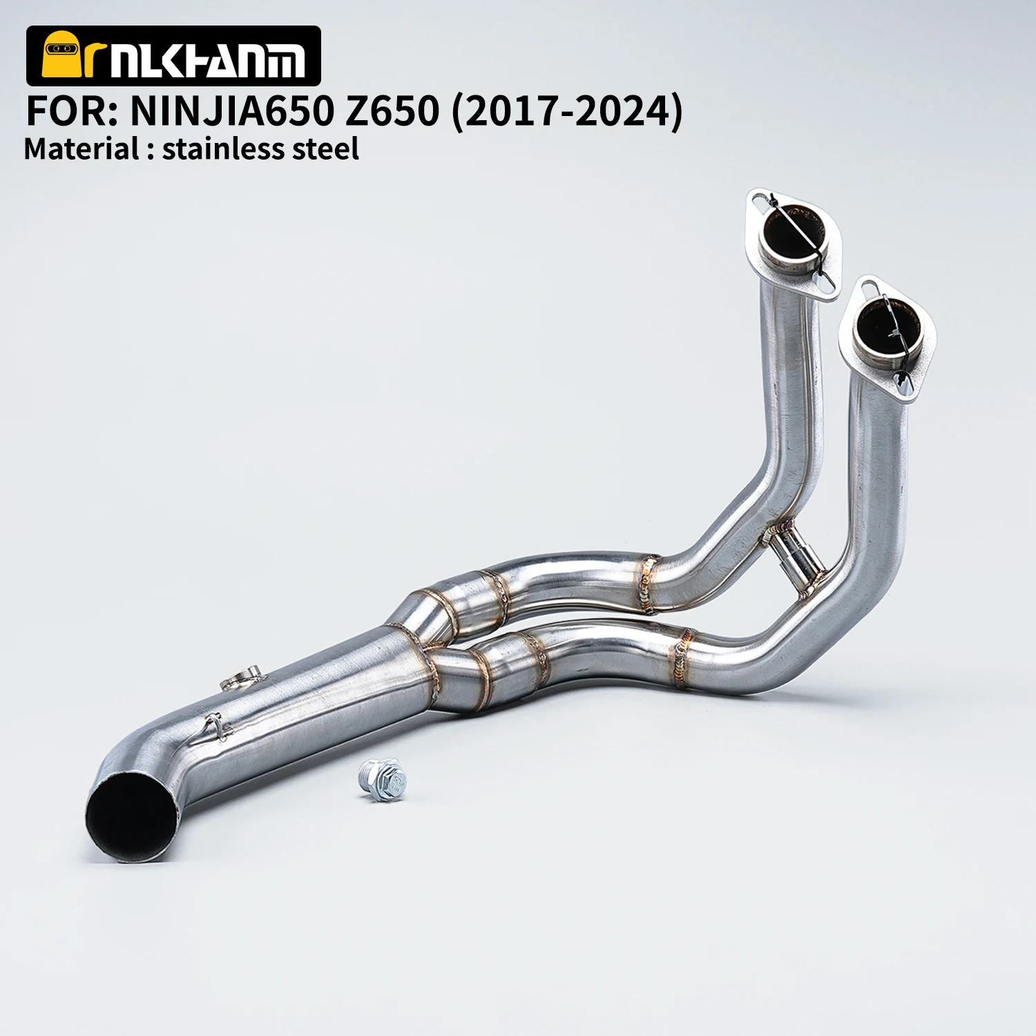 

Slip on Exhaust Muffler Sensor Front Middle Connection Link Pipe For Kawasaki ER6N Versys 650 Z650 Ninja 650 2017-2024