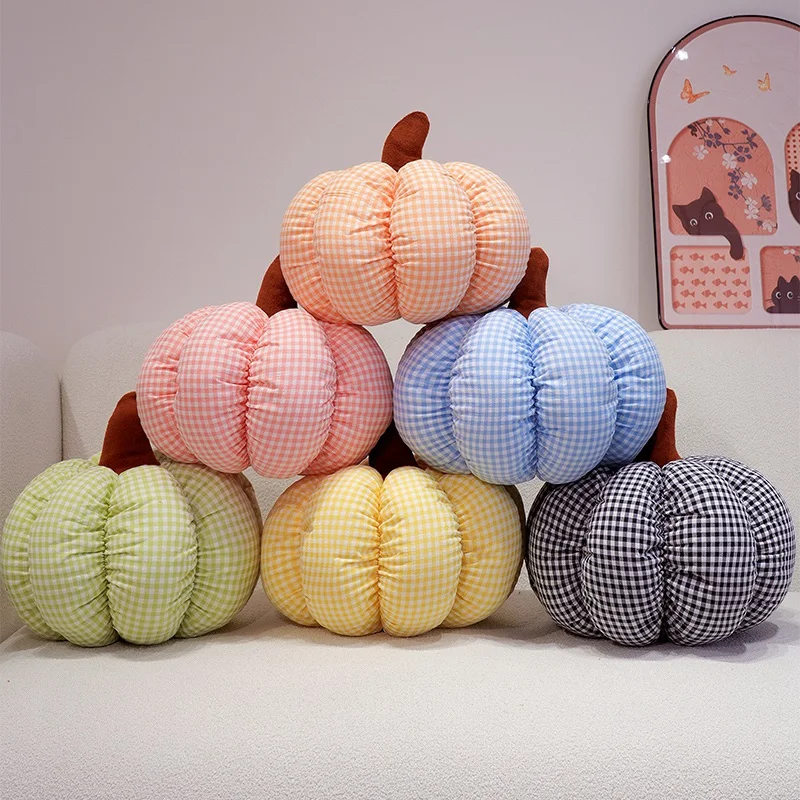 18/25/30CM Baumwolle Karierten Kürbis Plüsch Spielzeug Schöne Kürbis Kissen Schlaf Kissen Halloween Decor Geburtstag geschenk