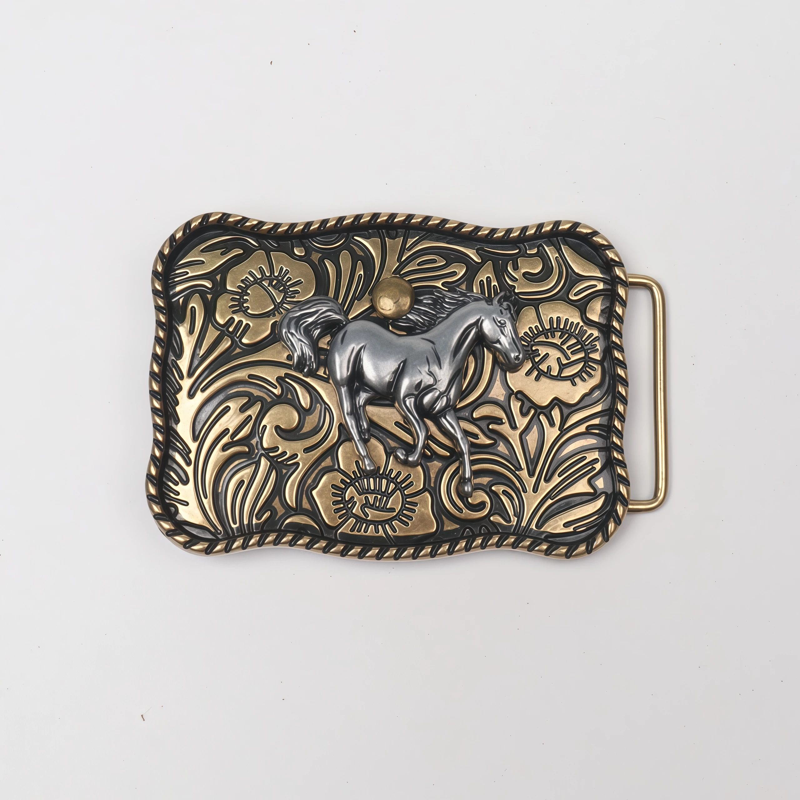 A Belt Buckle, Retro Style, Wide Belt Western-Style Buckle, Metal Relief Buckle