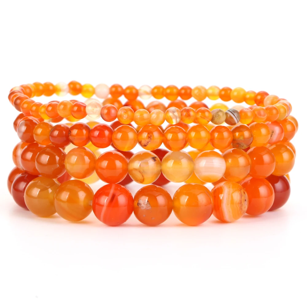 Natural Stone Bracelet Orange Striped Agates Beads Jewelry Gift For Men Magnetic Health Protection Women 6 8mm