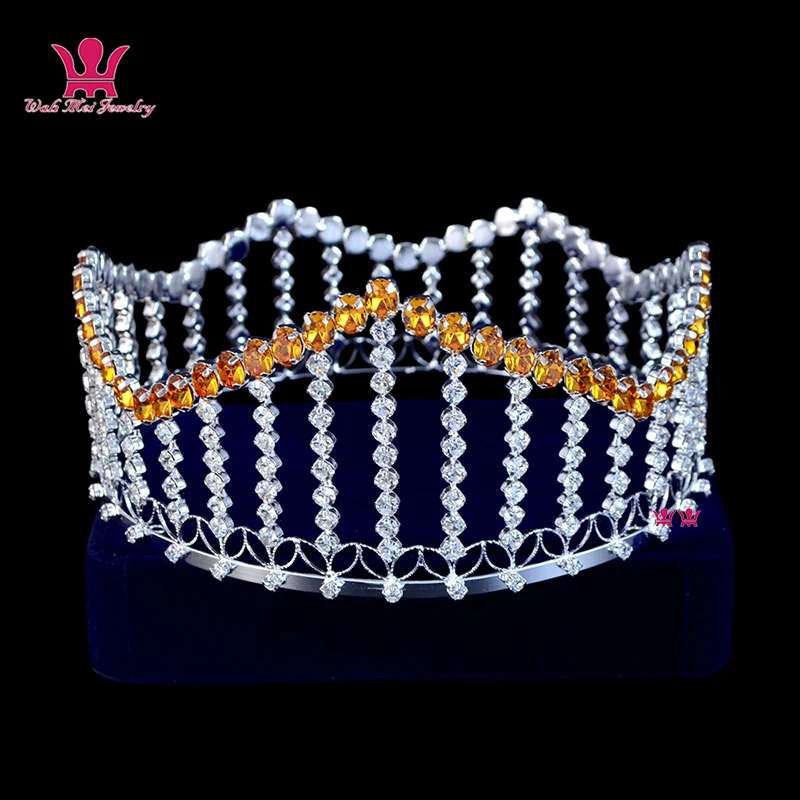 

Full Round Pageant Crown Tiara Fashion Rhinestone Crystal Colour Accessories Headwear Ornament Princess Queen Wedding M0192
