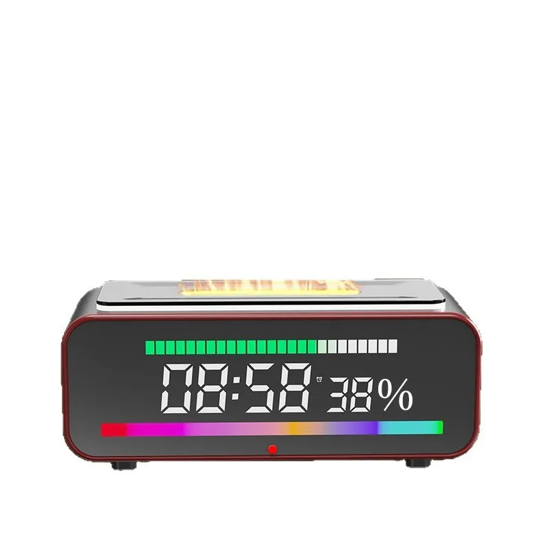 ValueABAI Flame Clock, Bluetooth Speaker Humidifier, Retro 3D Simulation Charcoal Fireplace EU Plug