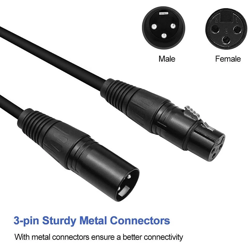 10Pcs/lot 1M Length 3-PIN DMX Cable DJ Stage Lights DMX Metal Shielded Signal Line Used For LED Par Moving Heads Smoke Machine