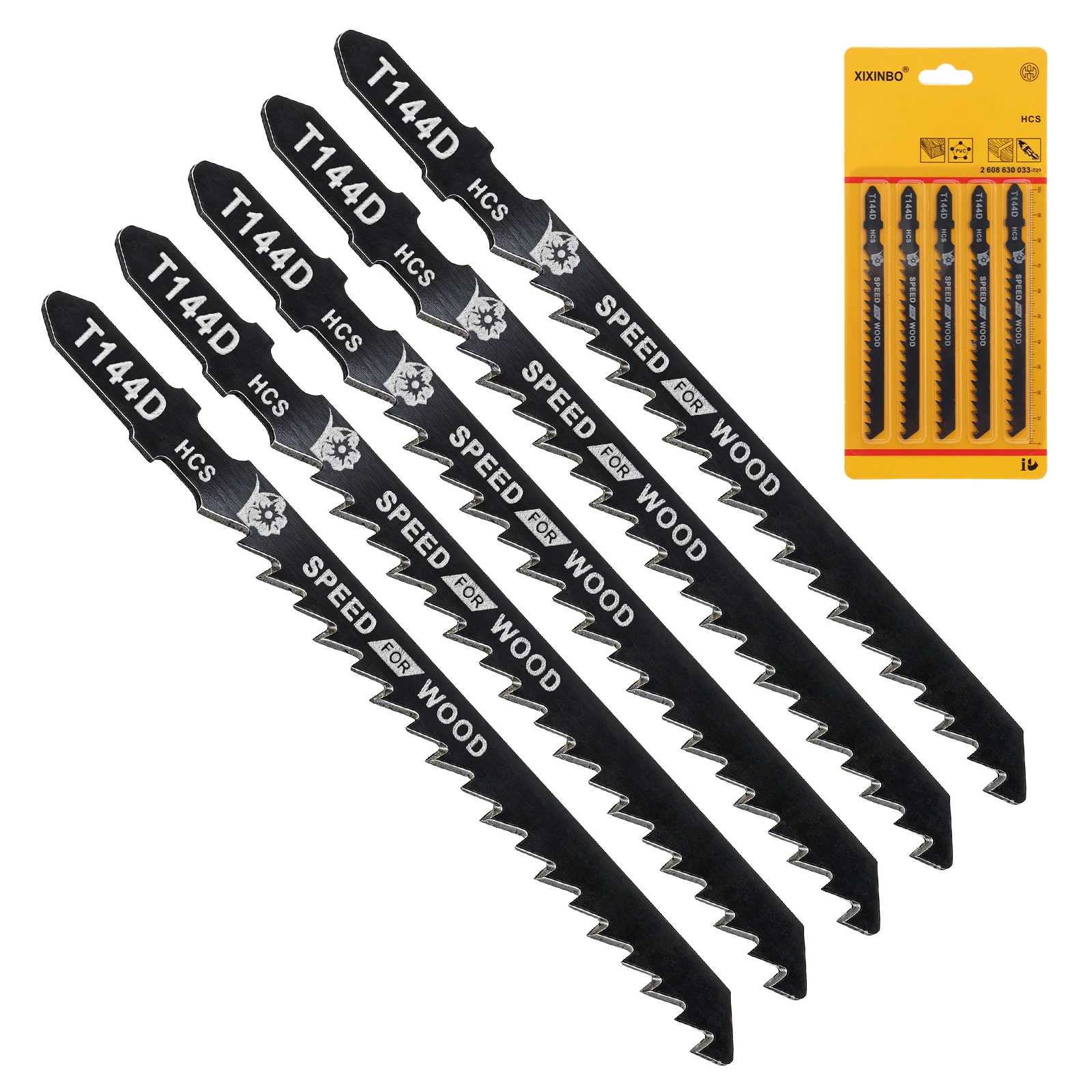 5pcs/set T144D 100mm High-carbon Steel Reciprocating Jig Saw Quick Cutting Saw Blade for Wood / Plate /Plastic Cutting