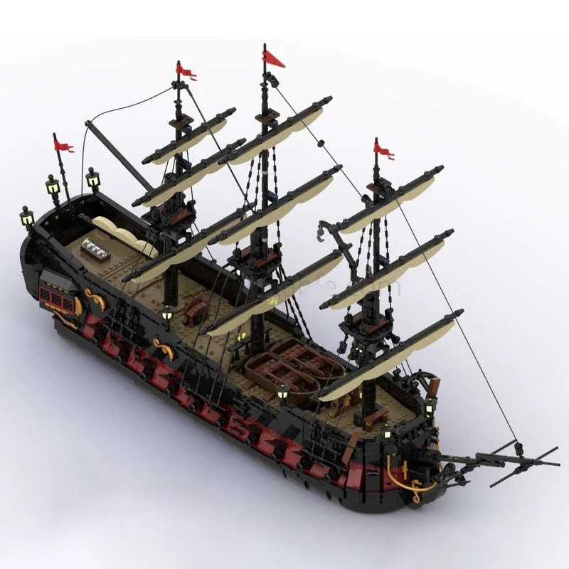 Exquisite New Product MOC Building Blocks Pirate Scene Model Red Knight Ship Technology Modular Children's Toy Gift DIY  Set