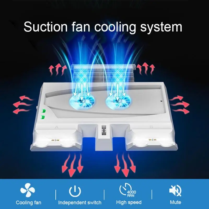 For Ps5 Game Consoles Fan Cooling Base PS5 Digital/Disk Handle Double Charging Game Card Storage Earphone Holder Dropshipping