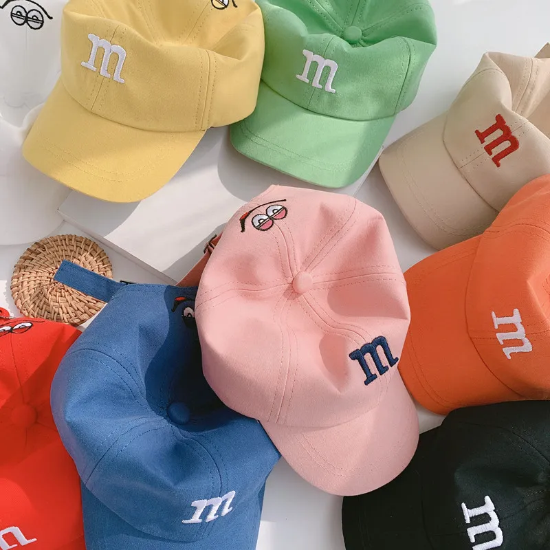 Cotton Baseball Cap For Children Fashion M Letter Embroidered Cute Kids Caps Summer Sunscreen Girls Boy Baby Hat 1-6Y