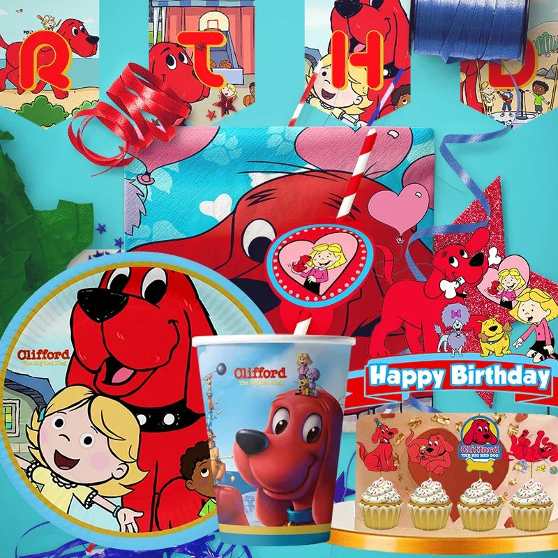 

DisneyClifford the Big Red DogBirthday Decoration Angle Disposable Tableware Cup PlateTablecloth Baby Shower Kids Party Supplies