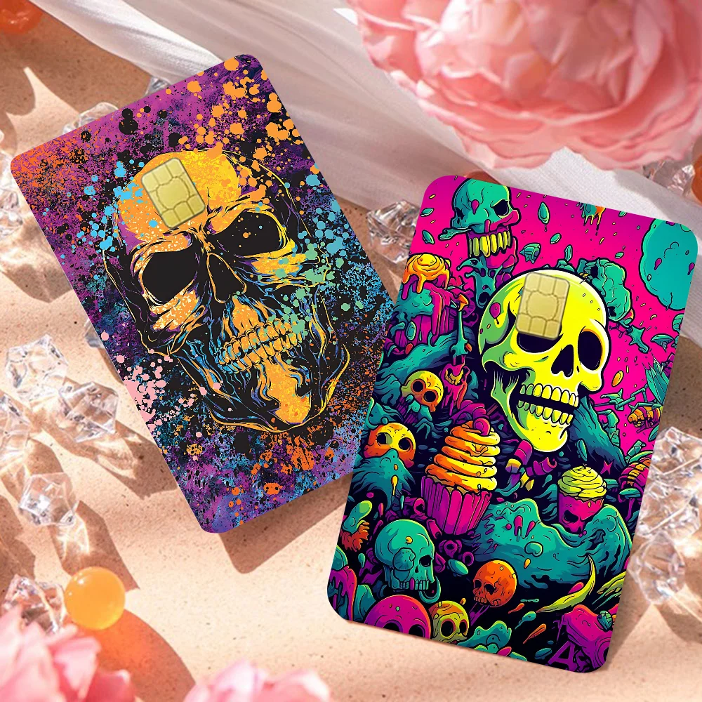 

Color Graffiti Skull Different Styles Poker Sticker Film Tape Skin For Credit Card Debit Card Big Chip