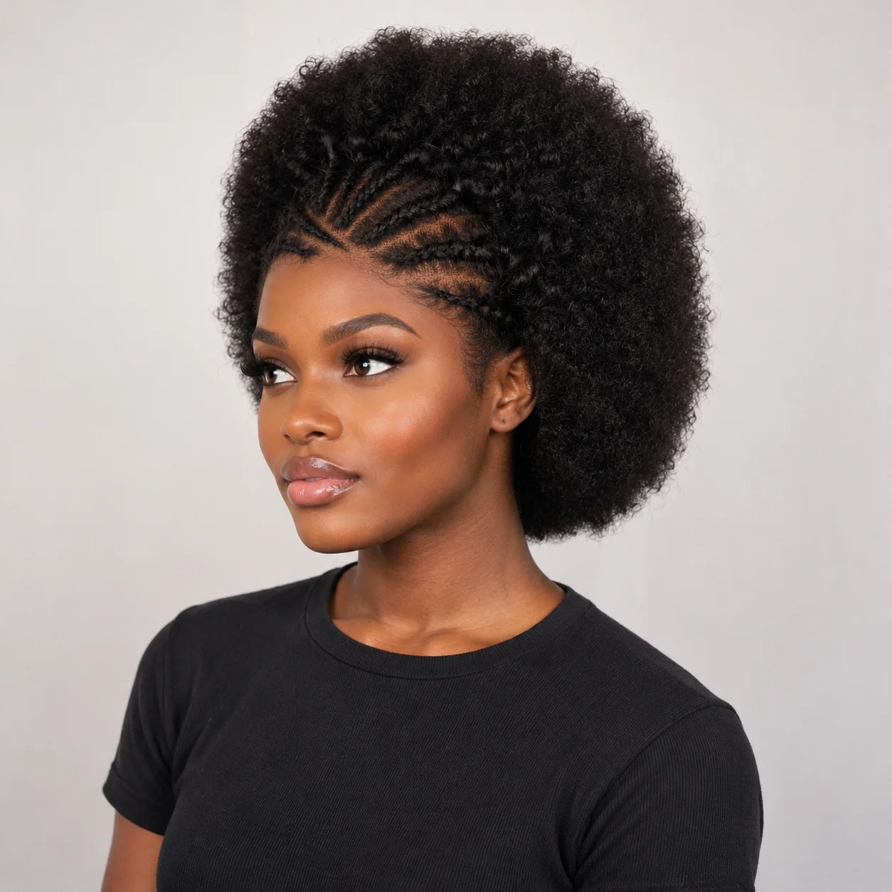13x4 Lace Front Braided Wigs Human Hair, Pre Braided Afro Kinky Curly Wigs Afro Puff Design for Women Dreadlock & Braid Styles