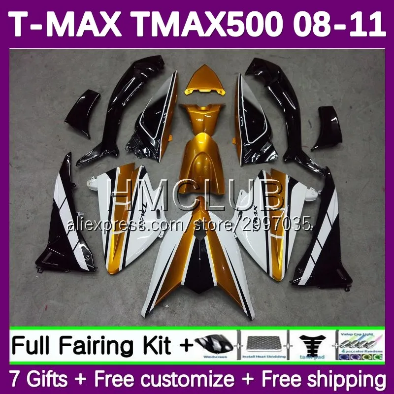 OEM Fairing For YAMAHA TMAX MAX 500 T MAX500 TMAX500 156No.14 MAX-500 08 09 10 11 T-MAX500 2008 2009 2010 2011 Body White gold