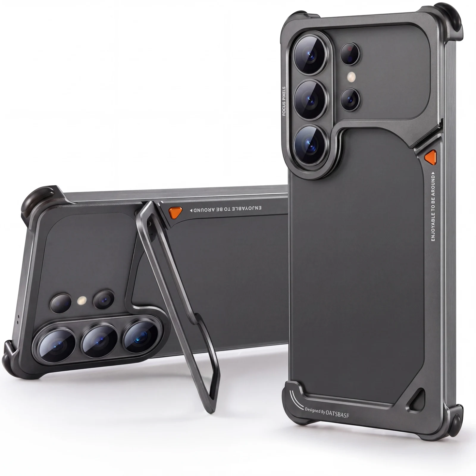 

Oatsbasf " 9 " Shape Stand Phone Case for Samsung Galaxy S26 Ultra Metal Phone Cover with 90° Adjustable Stash Stand Drop-proof