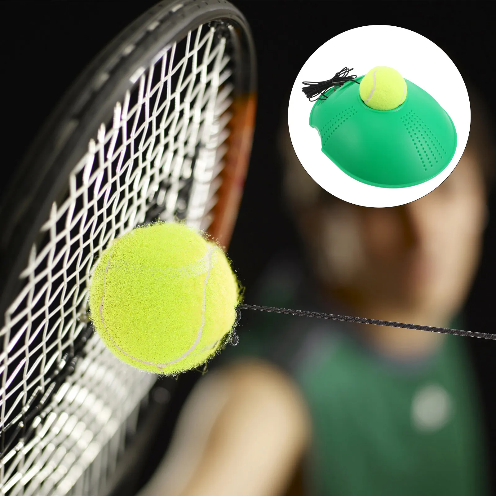 

1Set Tennis Practice Trainer Set with Base Elastic Ball Rebound System for Solo Training Portable Tennis Aid Beginners Adults