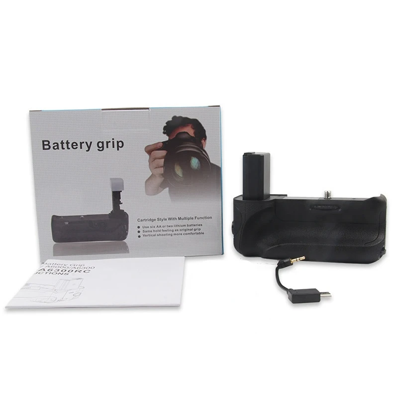 BG-A6000 Vertical Battery Grip holder for Sony A6300 A6000 A6400 A6100 Camera work with NP-FW50 battery