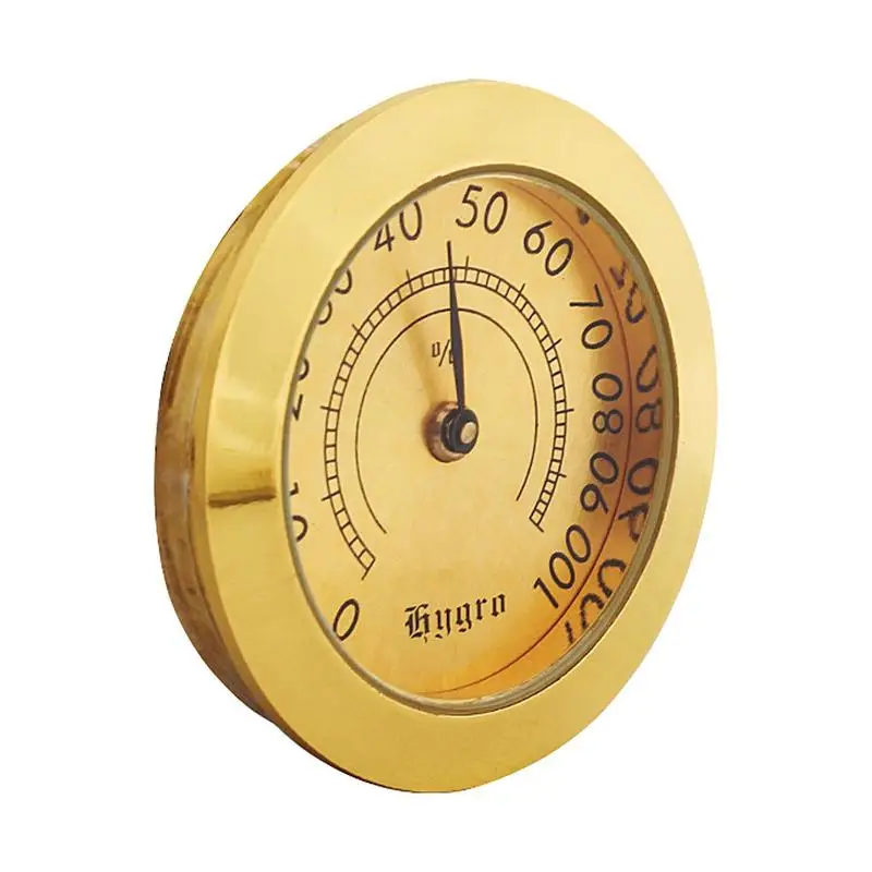 Brass Analog Hygrometer Humidity Gauge Hygrometer For Cigars Humidors 37mm Mechanical Hygrometer For Cigars Box High Accuracy