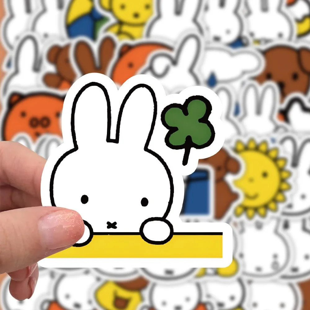 63 pçs bonito miffy adesivos dos desenhos animados kawaii coelho decoração adesivos à prova dwaterproof água caso de telefone ipad notebook bagagem adesivos brinquedos