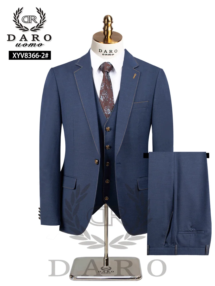 

2025 DR DAROuomo Men Suits Slim Fit Bridegroom Wedding Tuxedo 3 Piece Black Gold White Royalblue XYV8366