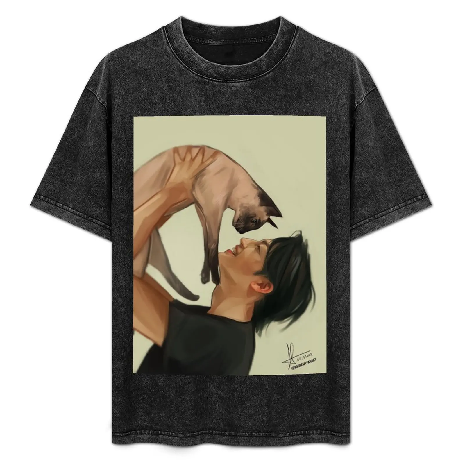 

GOT7 JAEBUM + cat T-Shirt Utility Work Short Sleeve Top