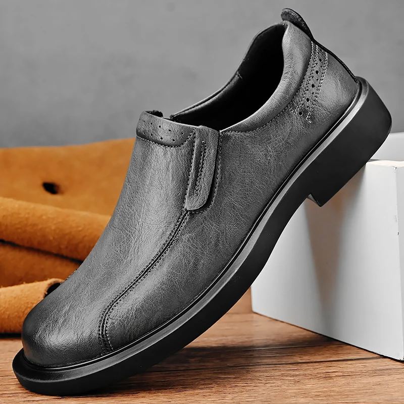 

Luxury Brand Leather Increased Height British Shoes Wear-resistant Men's Genuine Leather Casual Shoes Men's Split Leather Shoes