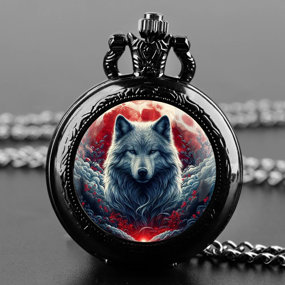 

Cool Moon Wolf Design Quartz Pocket Watch Necklace Clock Pendant Women Men Watch Birthday Gifts Accessories reloj de bolsillo