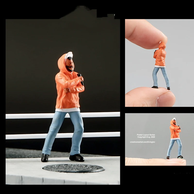 

Diorama 1/64 Figures Singer Idol Miniature Figure Resin Doll Macro photography Sand Table Landscaping Hobby DIY Garage Scenes