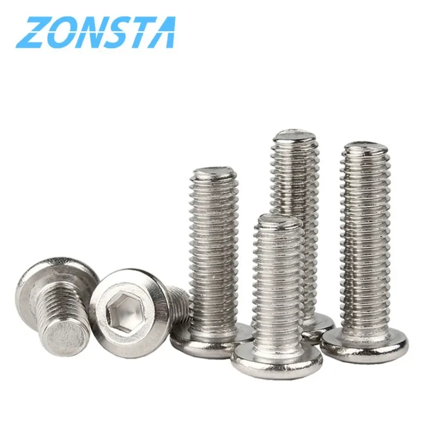 5/10/50X 304 Stainless Steel Large Flat Hex Hexagon Socket Head Allen Furniture Rivet Screw Connector Joint Bolt M3 M4 M5 M6 M8