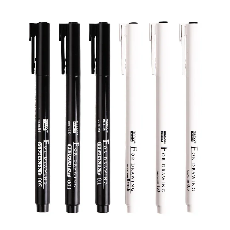 

6PCS Marvy Needle Pen 4600 Sketch Pen Drawing Pen Fine Line Pen BRUSH Suit