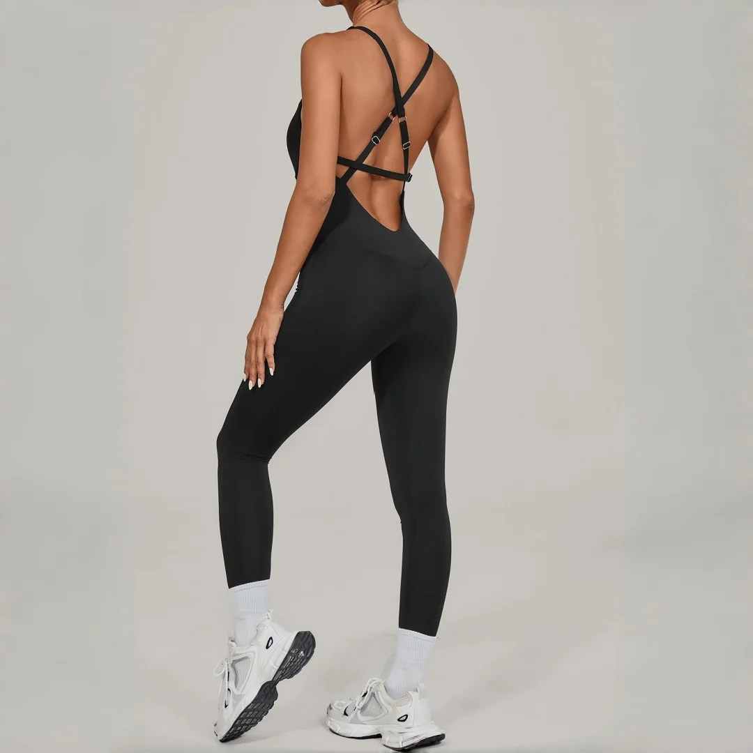 

Женский комбинезон для йоги, спортивный персиковый бедра, регулируемый ремень, плотная спинка, цельная одежда для танцев, бега, тренировок, спортивная одежда для спортзала