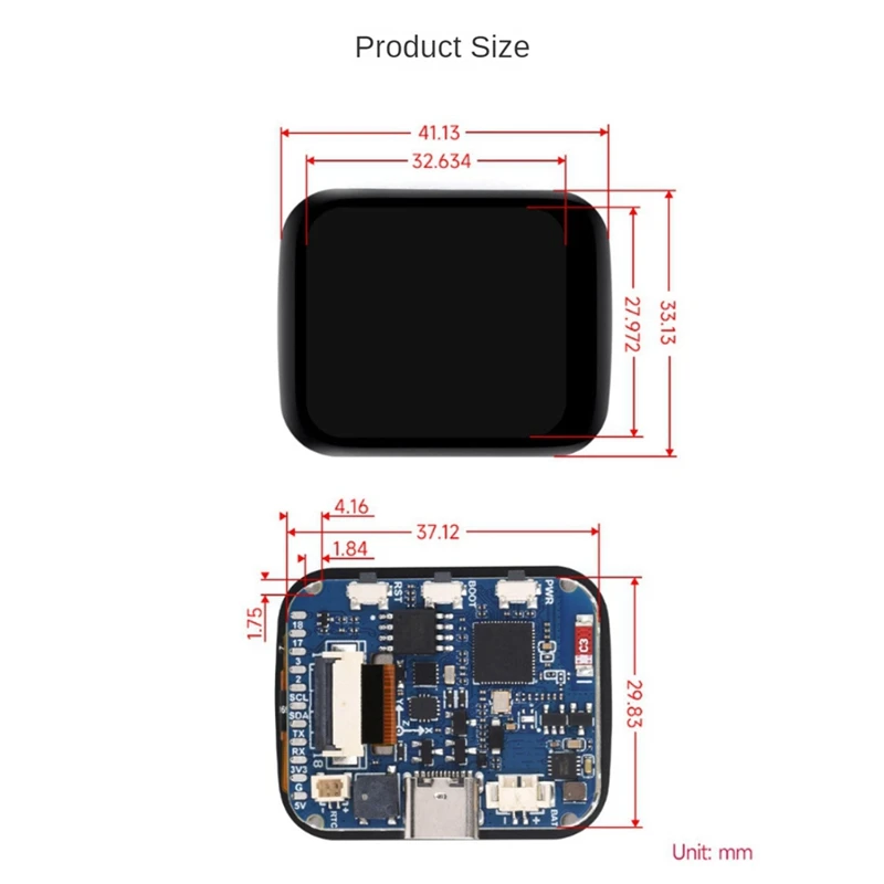 Placa de desarrollo de microcontrolador ESP32-S3, dispositivo con pantalla LCD táctil de 1,69 pulgadas, 240x280, ST7789V2, aceleración de 3 ejes