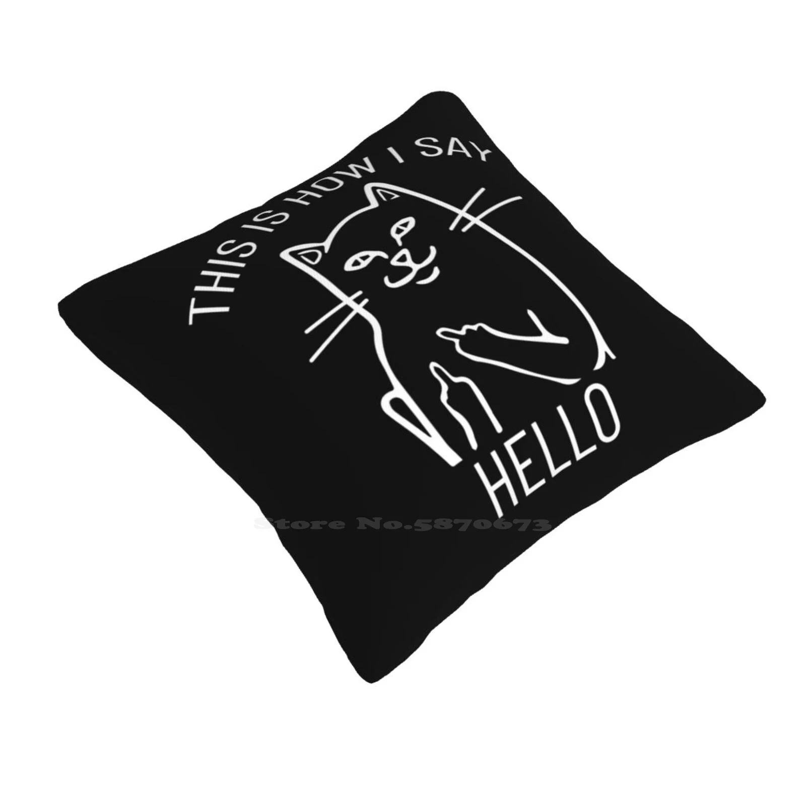 This Is How I Say Hello Home Sofa Car Cushion Cover Pillowcase Black Cats Pets Cartoon Animals Cartoon Cat Funny Black Cat Hang