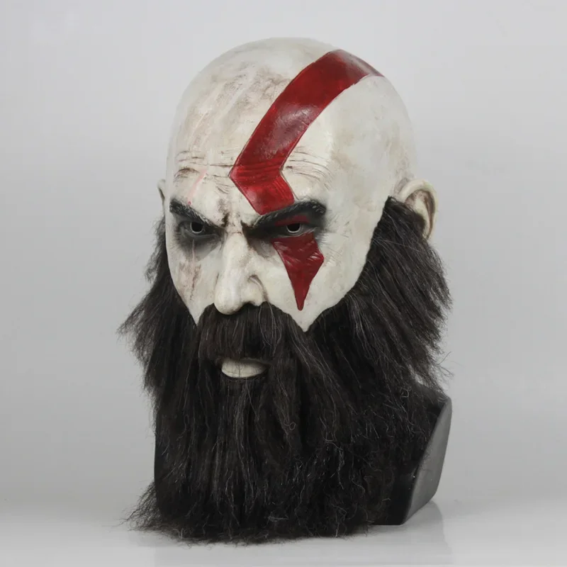 Jogo God of War 4 Máscara de Kratos com Barba, Cosplay Horror, Máscaras de Látex, Dia das Bruxas Assustador