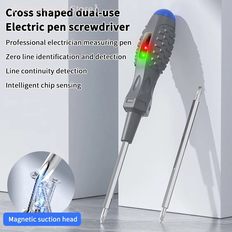 2 In1Induction Electric Pen Multi-Purpose Heavy Duty Test Pen Magnetic Screwdriver With Double Color Light Voltmeter Power Detec