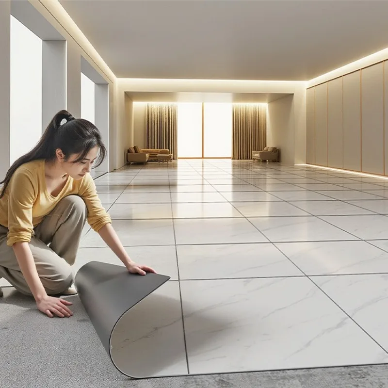 PVC imitation tile floor sticker, self-adhesive thickened wear-resistant waterproof floor leather, ground renovation and