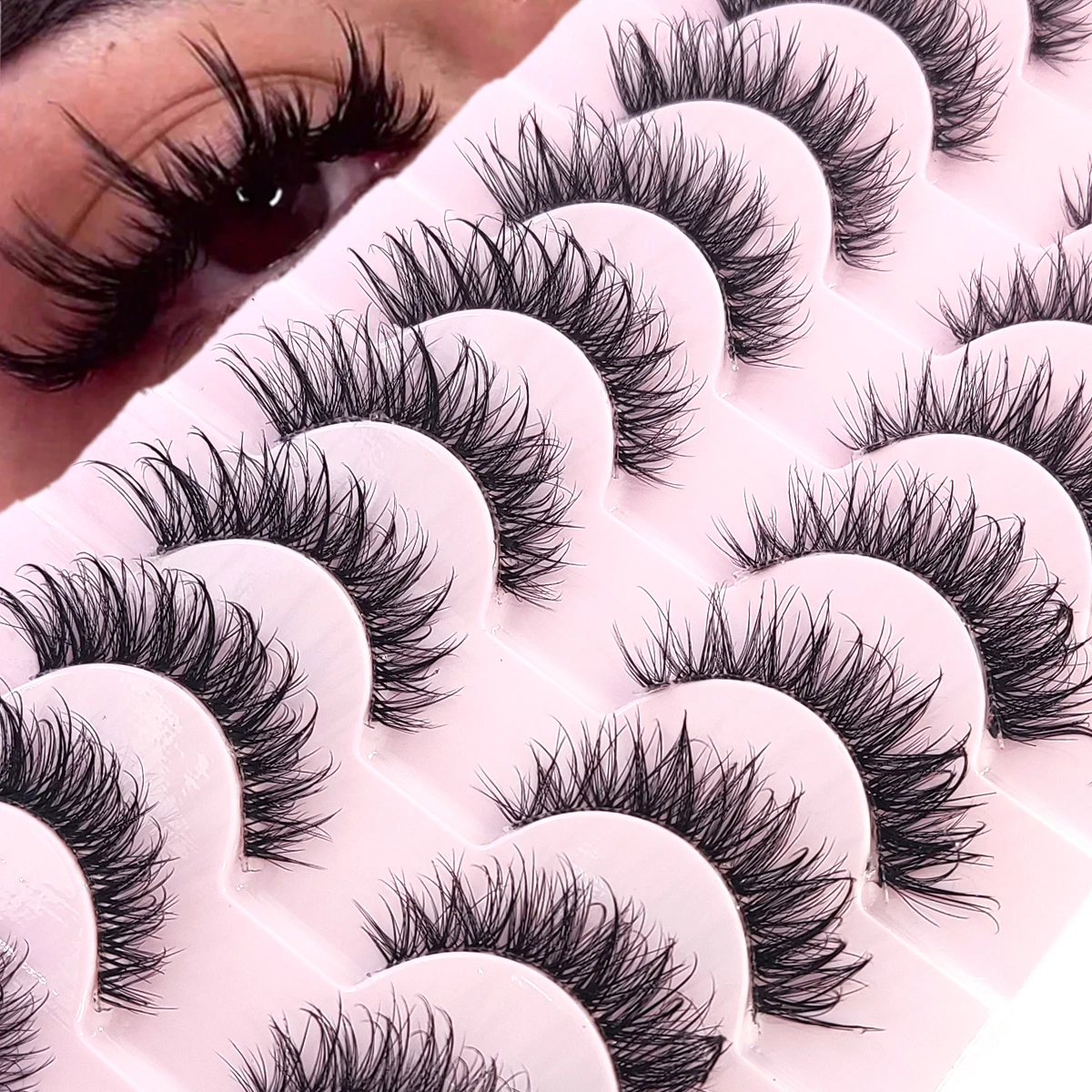 10ペアのロシア産ナチュラルな柔らかくふわふわの人工ミンクまつげ、ドラマティックでボリュームのあるミンクまつげ、フォックスまつげ